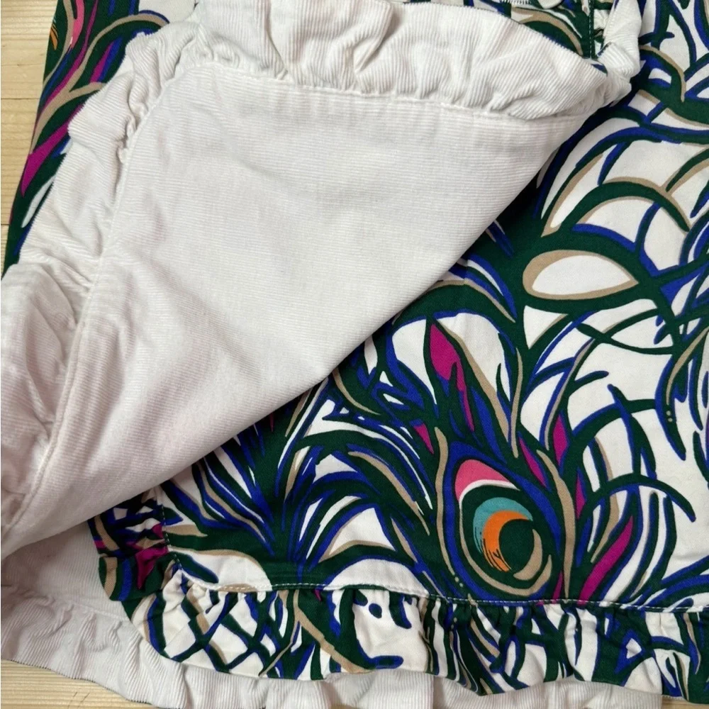 Lilly Pulitzer Reversible Peacock Print Skirt Girls 6 Ruffle Cotton Boho Preppy